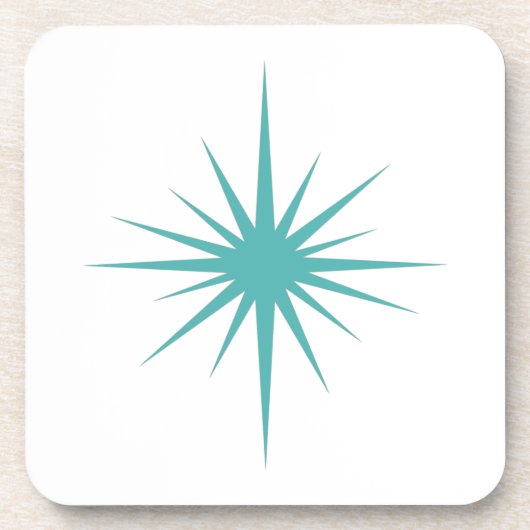 Turquoise Blue Atomic Starburst midden-eeuwse Retr Bier Onderzetter (Voorkant)
