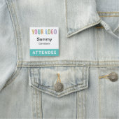 Turquoise Blue Attendee Badge Naam Tag Event Logo (In situ)