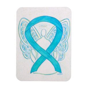 Turquoise Blue Awareness Ribbon Angel Art Magnet Magneet