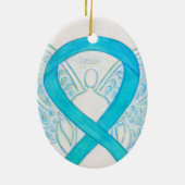 Turquoise Blue Awareness Ribbon Angel Ornament (Achterkant)