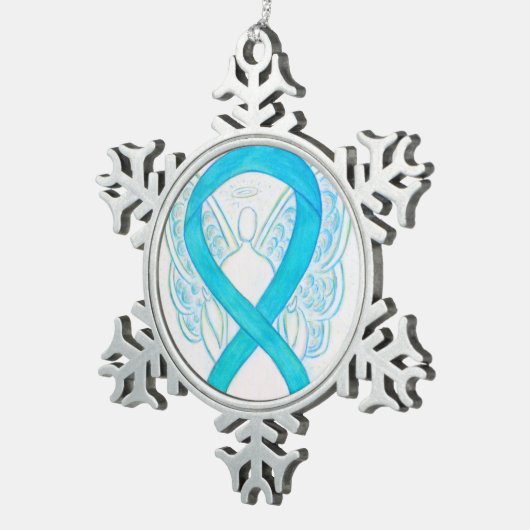 Turquoise Blue Awareness Ribbon Angel Ornament (Rechts)