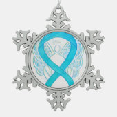 Turquoise Blue Awareness Ribbon Angel Ornament (Voorkant)
