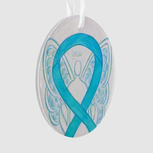 Turquoise Blue Awareness Ribbon Angel Ornaments Ornament (voorkant)