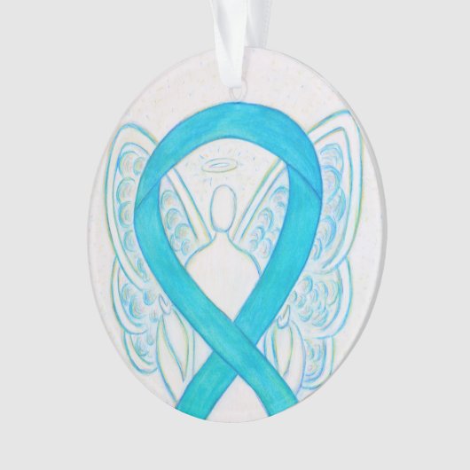 Turquoise Blue Awareness Ribbon Angel Ornaments Ornament (voorkant)