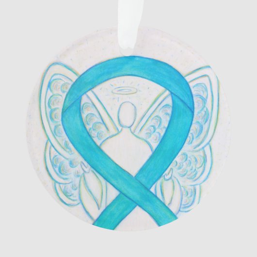 Turquoise Blue Awareness Ribbon Angel Ornaments Ornament (voorkant)