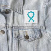 Turquoise Blue Awareness Ribbon Custom Pin Vierkante Button 5,1 Cm (In situ)