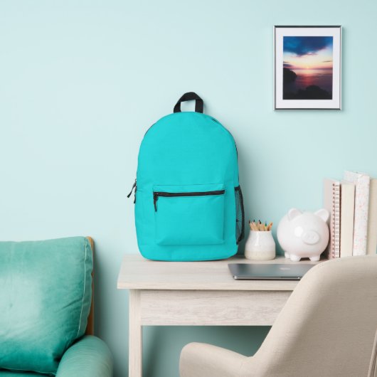 Turquoise Blue Backpack Bedrukte Rugzak (Insitu)
