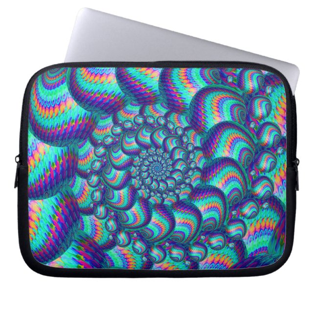 Turquoise Blue Balls Fractal Pattern Laptop Sleeve (Voorkant)