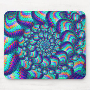 Turquoise Blue Balls Fractal Pattern Muismat