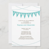 Turquoise Blue Banner Verloving Uitnodigingen (Voorkant)