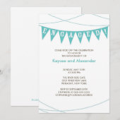 Turquoise Blue Banner Verloving Uitnodigingen (Voorkant / Achterkant)