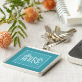 Turquoise Blue Beach House Sleutelhanger (Zijkant)