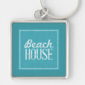  Turquoise Blue Beach House Sleutelhanger (Voorkant)