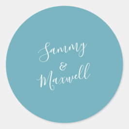 Turquoise Blue Beach Wedding Ronde Sticker