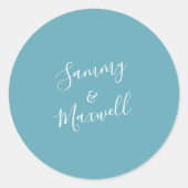 Turquoise Blue Beach Wedding Ronde Sticker (Voorkant)