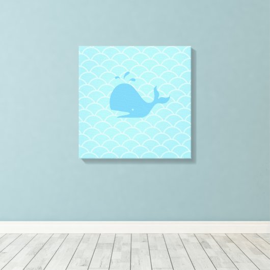 Turquoise Blue Beauful Whale Canvas Afdruk (Insitu (Houten vloer))