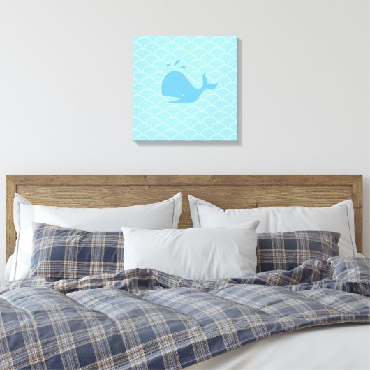 Turquoise Blue Beauful Whale Canvas Afdruk (Insitu (Slaapkamer))