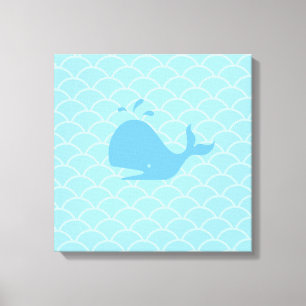 Turquoise Blue Beauful Whale Canvas Afdruk