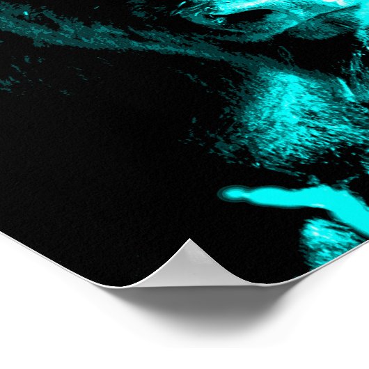 Turquoise Blue Bison Buffalo Wildlife Portret Poster (Hoek)