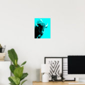 Turquoise Blue Bison Buffalo Wildlife Portret Poster (Thuiskantoor)