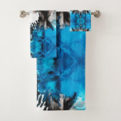 Turquoise Blue, Black and White Abstract Bad Handdoek (Insitu)