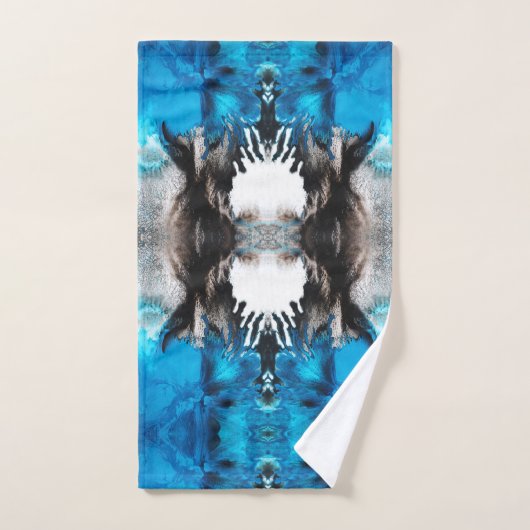 Turquoise Blue, Black and White Abstract Bad Handdoek (Handdoek)