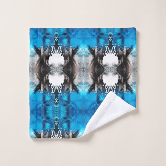 Turquoise Blue, Black and White Abstract Bad Handdoek (Wasdoekje)