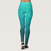 Turquoise Blue Black Glitter ombre Sparkles Yoga Leggings (Achterkant)