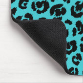 Turquoise Blue Black Leopard Print Muismat (Hoek)