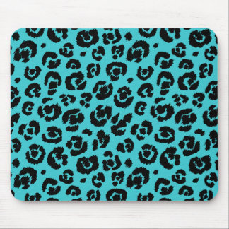 Turquoise Blue Black Leopard Print Muismat