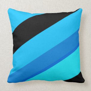 Turquoise Blue Black Stripes Sierkussen