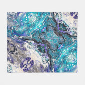 Turquoise Blue Black White - Abstracte verfcellen Fleece Deken (Voorkant (Horizontaal))