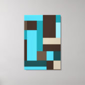 Turquoise Blue Blauwgroen & Brown Geometric Modern Canvas Afdruk (Voorkant)