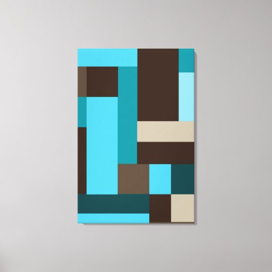 Turquoise Blue Blauwgroen & Brown Geometric Modern Canvas Afdruk (Voorkant)