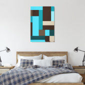 Turquoise Blue Blauwgroen & Brown Geometric Modern Canvas Afdruk (Insitu (Slaapkamer))