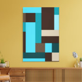 Turquoise Blue Blauwgroen & Brown Geometric Modern Canvas Afdruk (Insitu (Woonkamer))