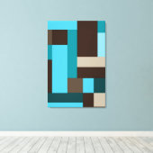 Turquoise Blue Blauwgroen & Brown Geometric Modern Canvas Afdruk (Insitu (Houten vloer))
