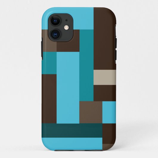 Turquoise Blue Blauwgroen & Brown Geometric Modern Case-Mate iPhone Case (Achterkant)