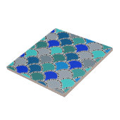 Turquoise Blue Blauwgroen grijs schaalpatroon Tegeltje (Zijkant)