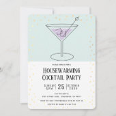 Turquoise Blue Block Housewarming Cocktail Party Kaart (Voorkant)