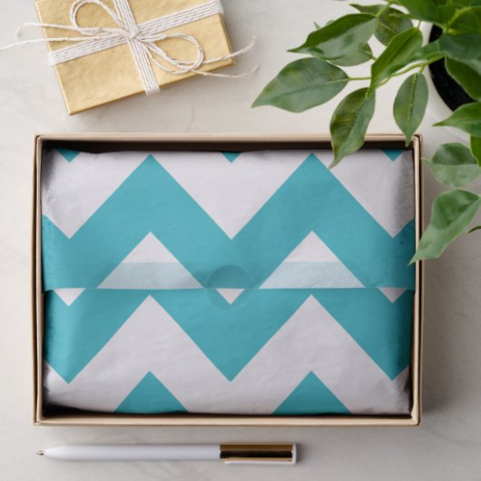 Turquoise Blue Bold Mod Chevron Tissuepapier (Geschenk)