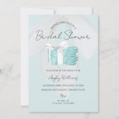 Turquoise Blue Bow Bridal Shower Kaart (Voorkant)