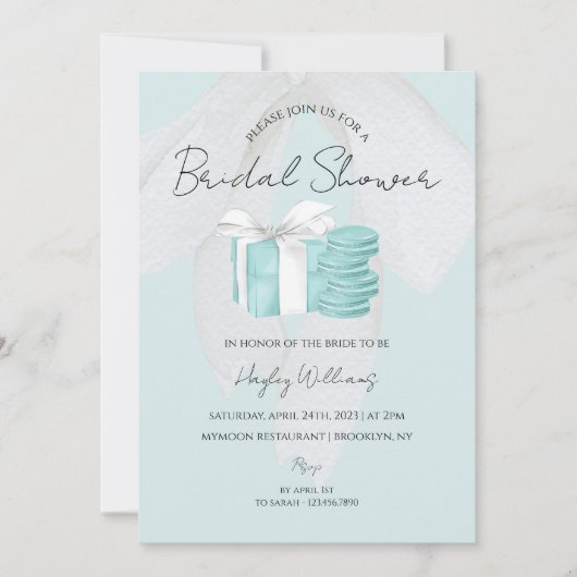 Turquoise Blue Bow Bridal Shower Kaart (Voorkant)