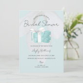 Turquoise Blue Bow Bridal Shower Kaart (Staand voorkant)
