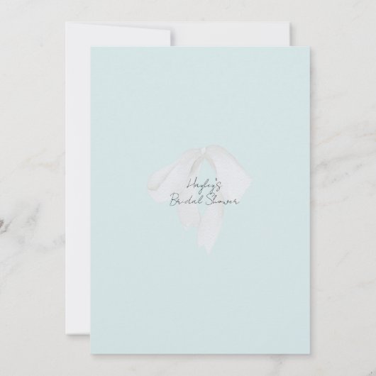 Turquoise Blue Bow Bridal Shower Kaart (Achterkant)
