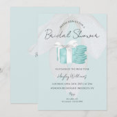 Turquoise Blue Bow Bridal Shower Kaart (Voorkant / Achterkant)