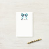 Turquoise Blue Bow Elegant Chique bureau Kantoor Post-it® Notes (Op bureau)