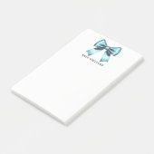 Turquoise Blue Bow Elegant Chique bureau Kantoor Post-it® Notes (Schuin)