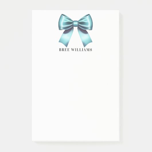 Turquoise Blue Bow Elegant Chique bureau Kantoor Post-it® Notes (Voorkant)