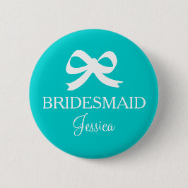 Turquoise blue bridesmaid button voor bruiloft